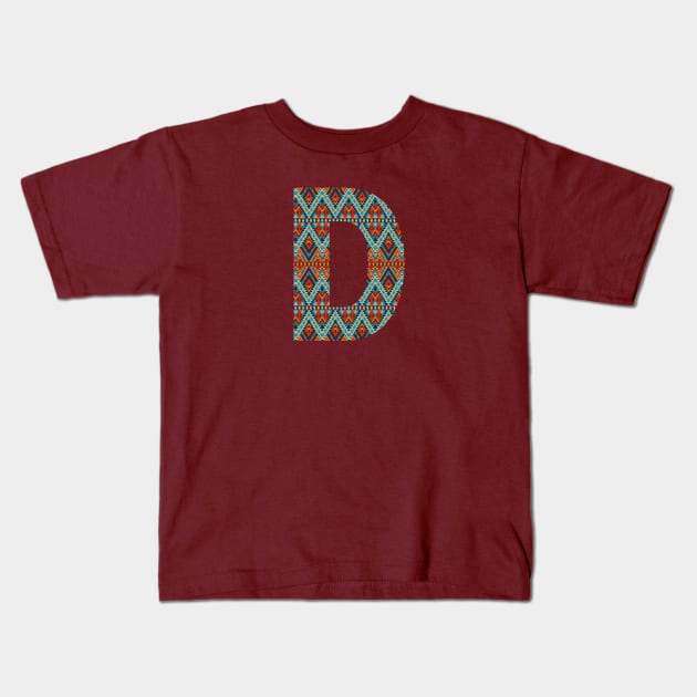 Letter D- boho design Kids T-Shirt by RinaMosaics